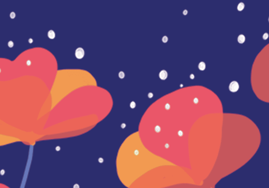 Imagen de Flores sobre fondo azul